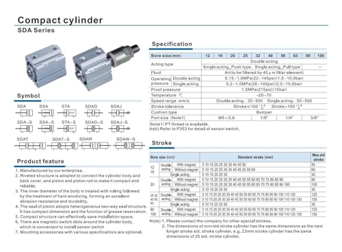 Cylindre compact STA63 simple effet pour économiser l'air comprimé - 6