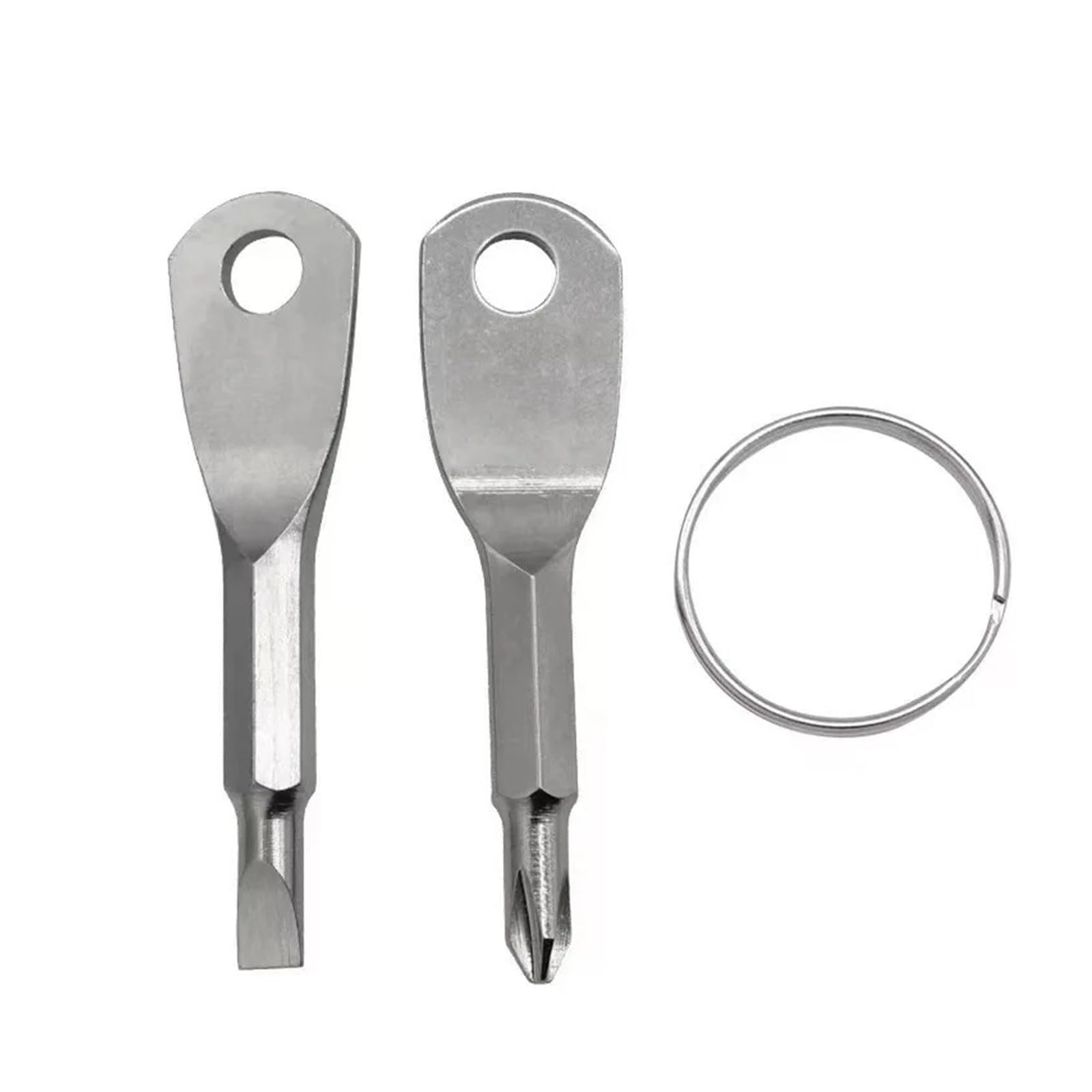 Yanyaxm Silver 2Pcs Mini Screwdriver With Keychain Portable Pocket Hand Tool Edc Multifunction Phillips Screwdrivers Repair Install Keyring