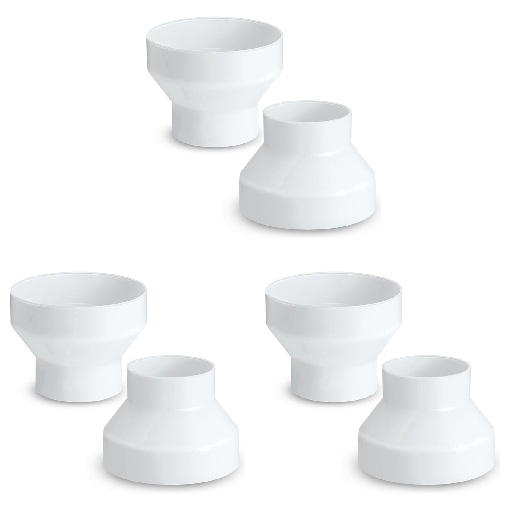 Jnchdghwa White 6 Pcs 6 To 4 Inch Duct Reducer Increaser Abs Air Duct Adapter Duct Fan Or Dryer Vent Adapter Pipe Connector,