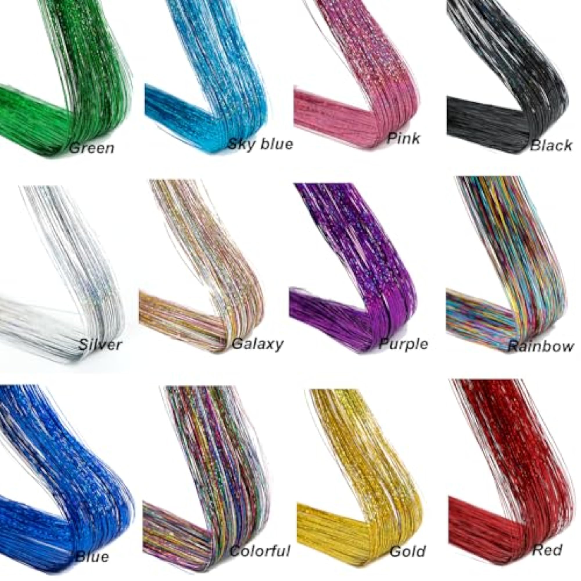 2Pcs Clip In Glitter Tinsel Hair Extensions, 24 Inch