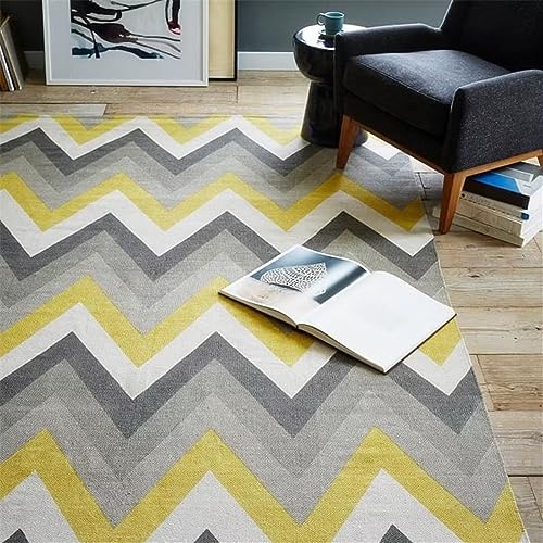 Tapis jaune broken stripe pattern 100x200 pour deco chambre adulte
