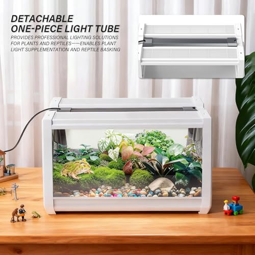 Image of Smart Lighting Reptile Terrarium with Timer & Dual-Mode LED /UVB - Adjustable Brightness All-in-One Habitat, Wide View Escape-Proof Dual Doors for Gecko, Frog, Tarantula, Snake or Insects