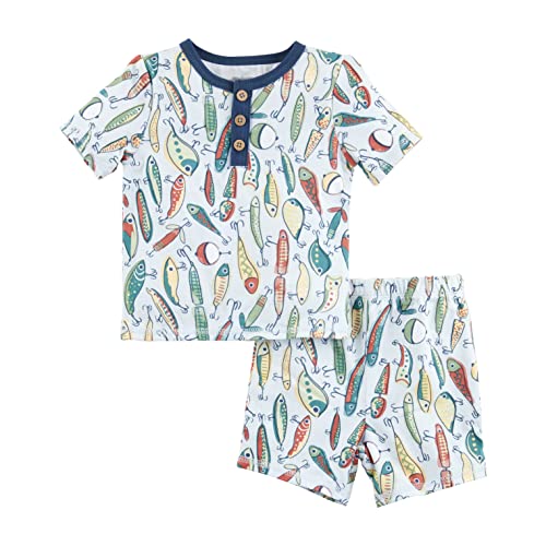 Image of Mud Pie Boys Kids Fishing Lure Pajama Set