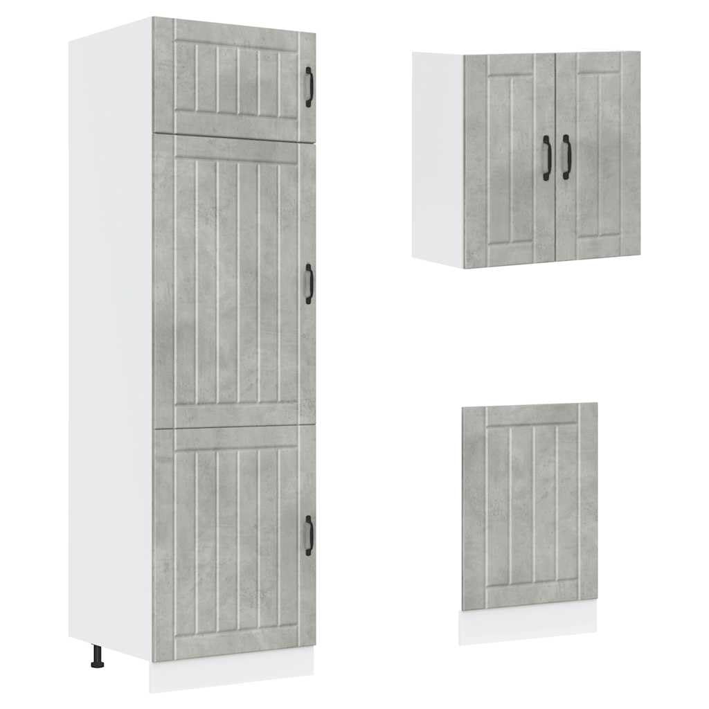 8-TLG. Küchenschrank-Set Lucca Betongrau Holzwerkstoff Küchenschrank-Set, Küchenblock variabel stellbar Küche Komplett, ohne Arbeitsplatte für Restaurant, Hotel, Küche