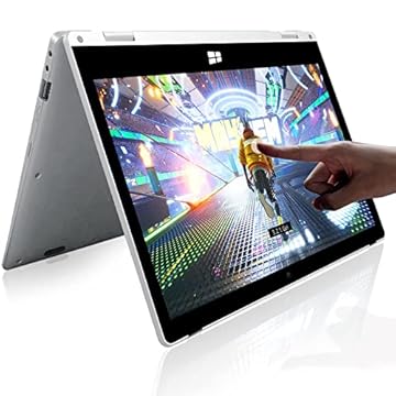 SZTPSLS Laptop Windows 2 em 1, laptop de 11,6 polegadas, 4 GB de RAM, armazenamento SSD de 128 GB, tablet conversível de 360 graus, processador Intel N4020, webcam, WiFi, tipo C, prata