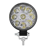 Yuecoom LED Round Driving Light, LED Flood Lights Round 27W 9LED Mini Work Light Auxiliary Lamp Off Road Light Pod, Waterproof Forklift Headlights for Car/Motorcycle/SUV/Truck/Boat(black)
