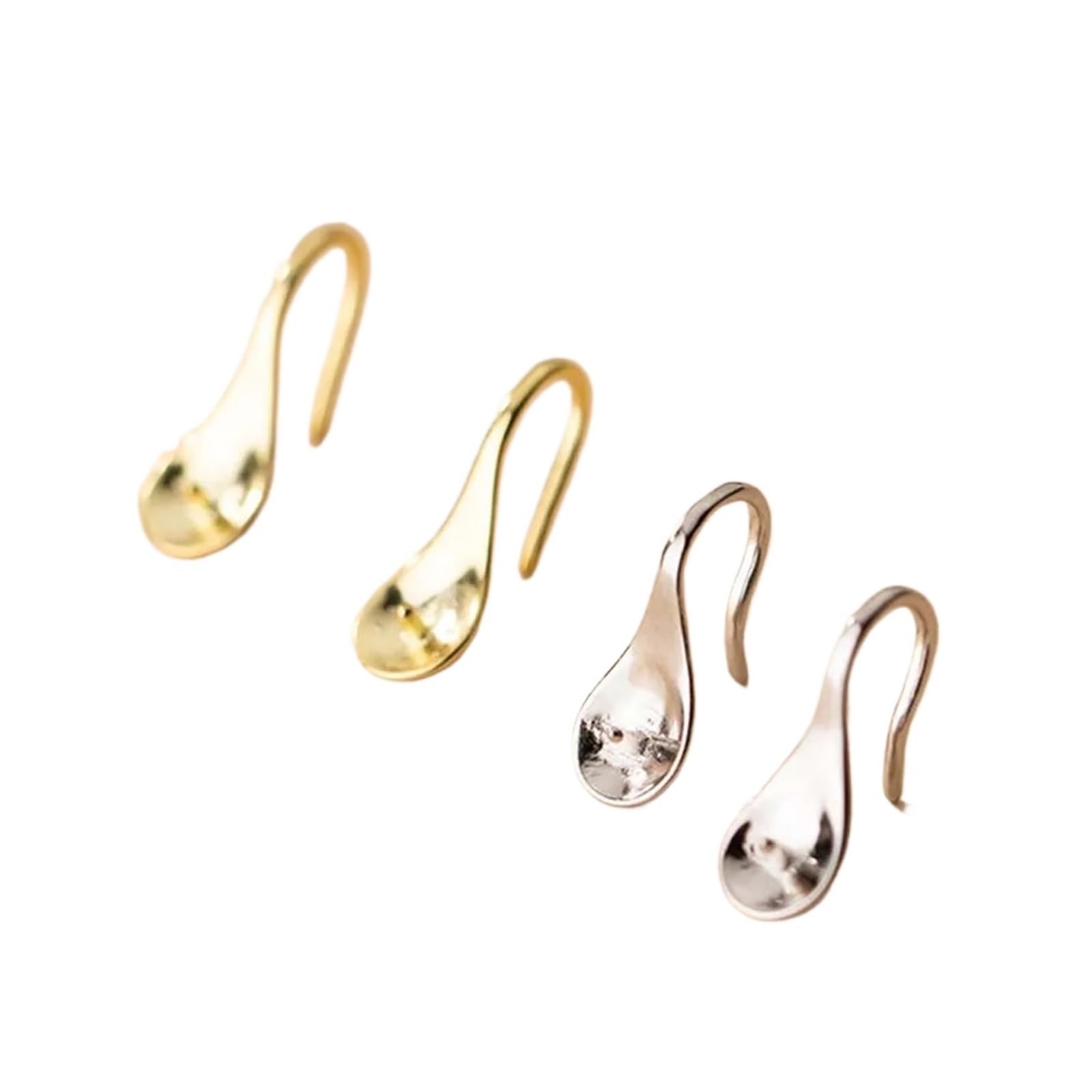 Sólido 925 plata esterlina pendiente gancho poste para perlas redondas pendientes de piedras preciosas de oro de 18 k joyería hacer hallazgos (18K oro plata-5 mm 4pcs)