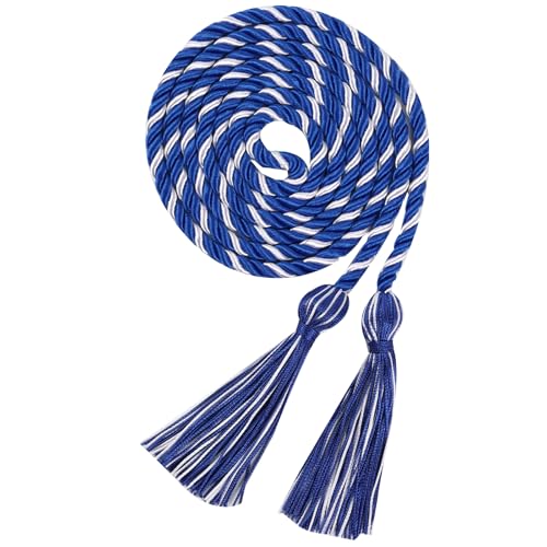 Image of Graduation Honor Cord 68 inch Grad Braided Honor Cords with Tassel Honor Rope Grad Cords for Graduation Students Bachelor Master Doctoral Gown Grad Decor (Royal Blue and White)