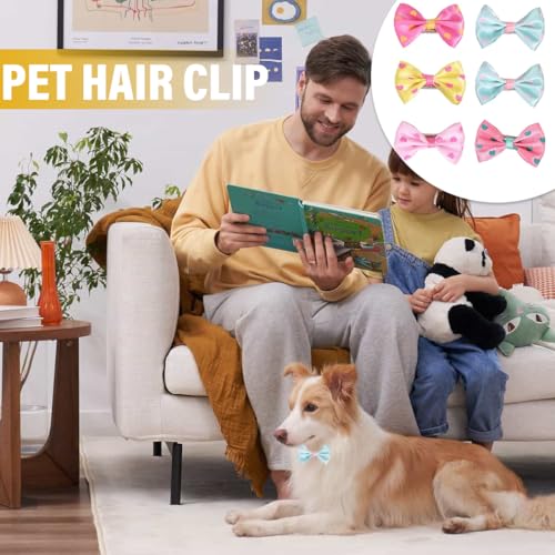 WUSJCOF 6 Stück Hunde Haarspangen, Hundehaar Schleifen Bowknot, Hundehaar Grooming Zubehör, Kopfbedeckung für Haustiere, für die Tierpflege (Für Kleine Mittelgroße Hunde Katzen Haustiere Haare)