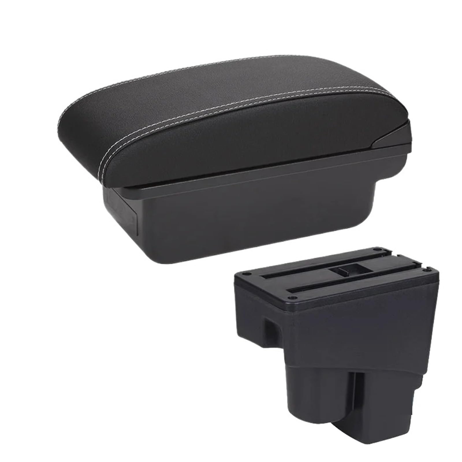 Ggwqoops Car Armrests For Fit For Jazz 2 2003-2007 Armrest Box Car Arm Storage Accessories Armrest Box(C3 Black white NOUSB)