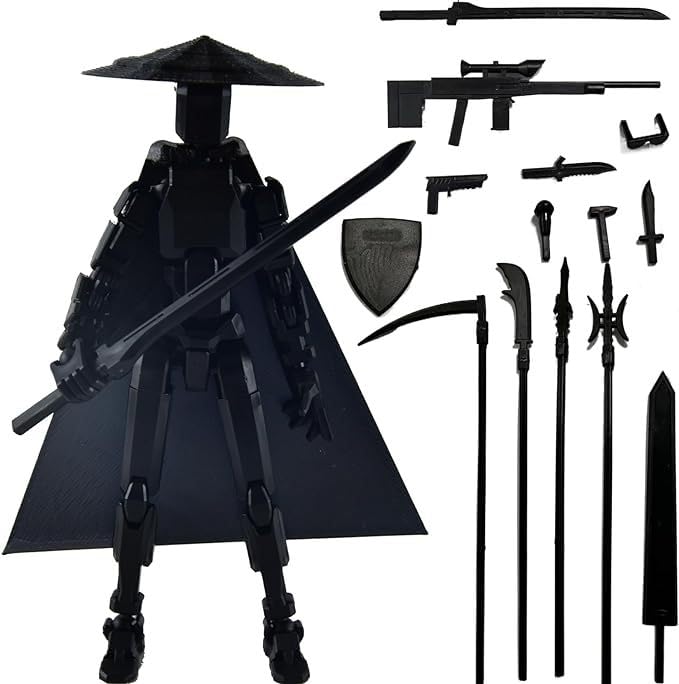 ASQzhuLIWing Black 13-joint movable 3D printed doll Titan13 moving Dummy 13 moving doll Multi-joint movable robot toy Robot 13 Frozen desktop ornaments