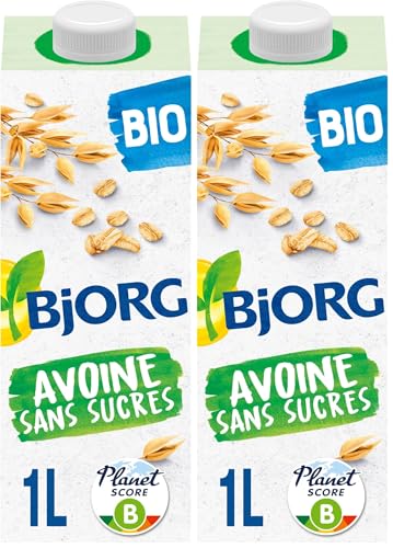 Bjorg Boisson Avoine Bio Sans Sucres – Boisson Végétale à Boire et à Cuisiner – Petit-Déjeuner et Goûter - 1 L (Lot de 2)