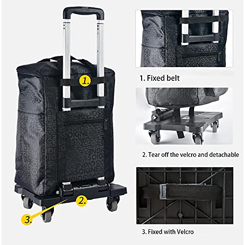 Carretilla plegable de mano con 4 ruedas giratorias y bolsa impermeable miniatura 5