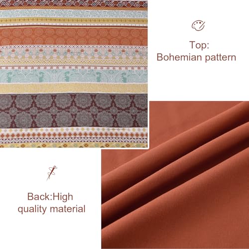 Image of Cottolester Boho Comforter Set King Size,8 Pieces Red and Orange Bohemian Striped Bed in a Bag,Paisley Soft Microfiber Bedding Comforter Set