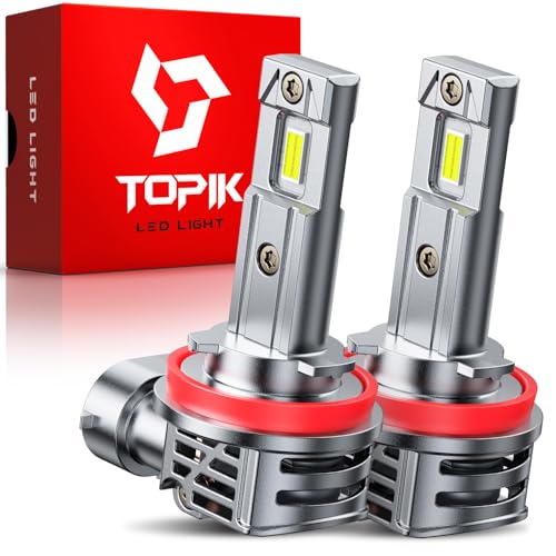 Image of TOPIK H11 /H9 /H8 Bulbs [40,000LM Super Bright] 900% Brighter Than Halogen, 6500K Cool White, Anti-Flicker, 50,000 Hours Lifespan, Perfect for Cars, Trucks, SUVs (Pack of 2)