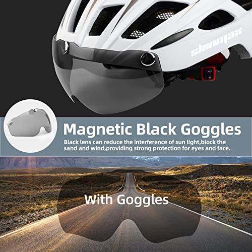 Shinmax Bike Helmet with Safety LED Light Cycle helmet for Men Women Bicycle Helmet with Detachable Magnetic Visor & Liner Breathable MTB Helmet Adult Lightweight Adjustable Size Cycling Helmet NR-096 - Image 5