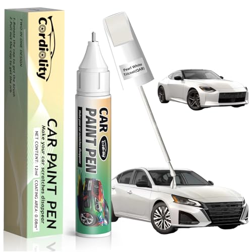 Image of QAB Pearl White Tricoat Touch Up Paint for Nissan, Color Accurate Car Paint Scratch Repair Pen, Quick & Easy Fix Automotive Chips and Nicks