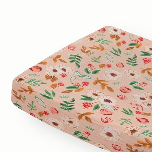 Image of Little Unicorn Premium Changing Pad Cover | Extra Soft & Breathable Muslin Fabric (Vintage Floral)