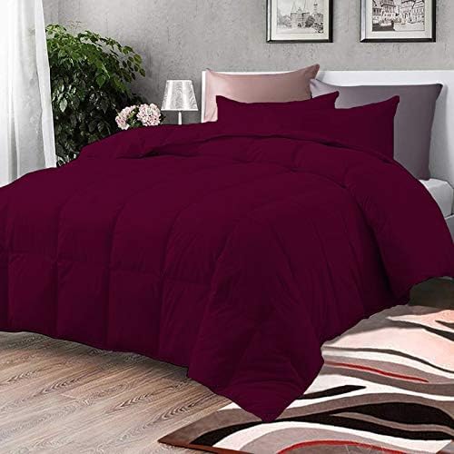 1-Piece All Season Luxurious 800TC Down Alternative Comforter, 100% Egyptian Cotton 100 GSM Comforter Only- Hospital Twin Wine Solid