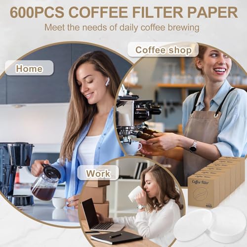 Wosyoodo 600 PCS Rund Kaffee Filterpapier, 64 mm Weiß Einweg-Papierfilter kompatibel mit vielzahl Kaffeekocher, Sicher & Gesund, Keine Reinigung