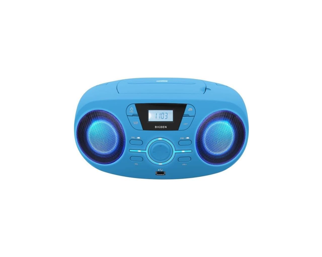 Lecteur CD (Cd61blusb) MP3 USB Radio Portable (Bleu avec Effets Lumière)