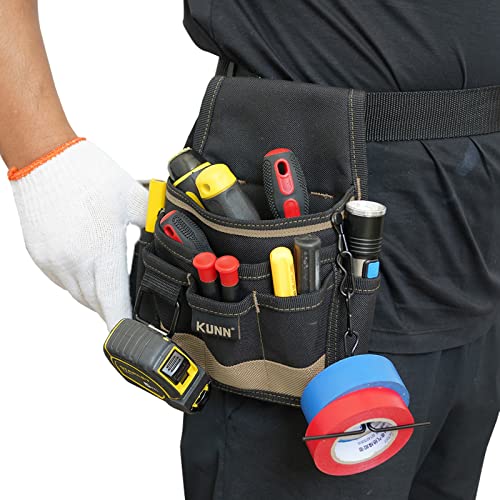 Electrician Pouch - Basic Pro Maintenance Tool Pouches With 6 Pockets And Loop,Adjustable Belt,Electrical Tape Thong Khaki #TOP1