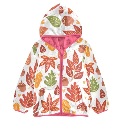 OTVEE Forest Acorns Autumn Leaves Kids Hoodie Jacket Fall Spring Full Zip Warm Outwear Coat