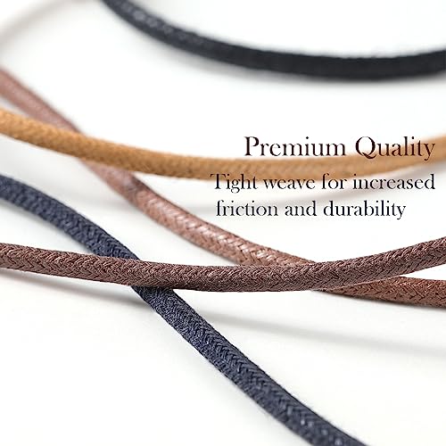 Image of 2 Pairs Dress Shoe Laces, 1 /8 inch Waxed Round Shoelaces | Anti slip waxed cotton coating keeps knots secured all day; 8 colors & 6 sizes for men's,women's leather, dress shoes
