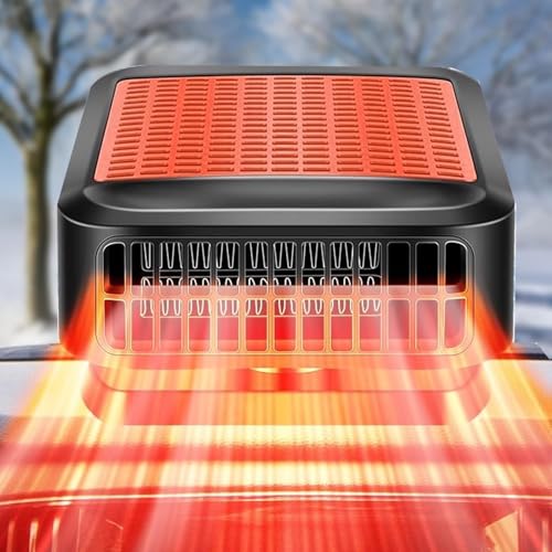 WEQNGIU Autoheizung - 12V 200W Scheibenenteiser und Entfeuchter, Tragbare Autoheizung mit Zigarettenanzünderanschluss, 2-in-1 Schnellheiz und Kühlfunktion mit 360°-Drehfunktion für PKW und SUV