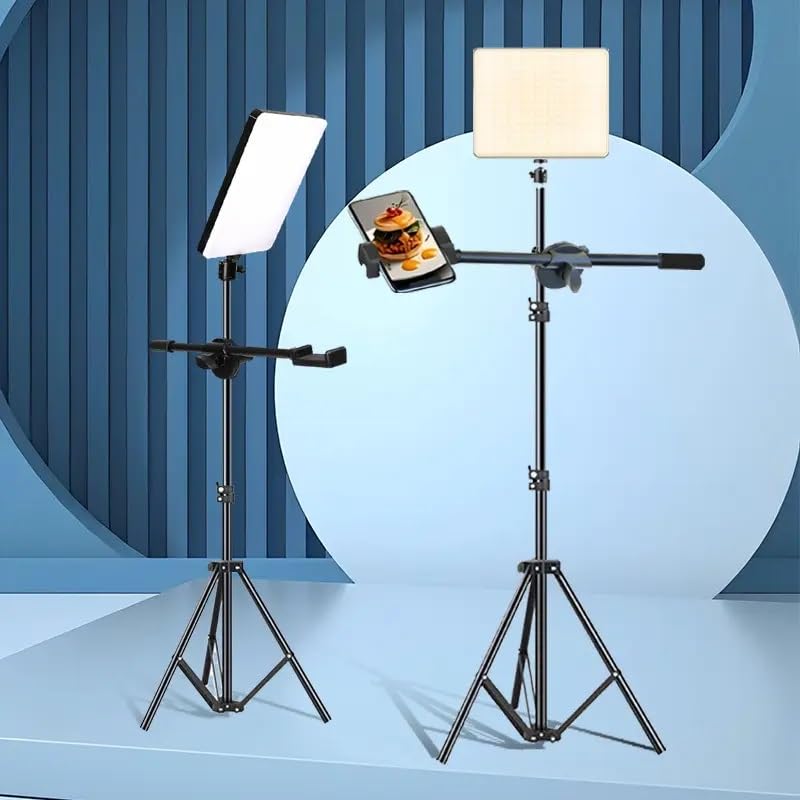 FKU 11inch LED Video Light Panel 2700K-6500K Photo Studio Lamp,Remote and 7FEET Tripod Stand + Cross Arm Stand (11" Touch Light+7 FEET+Cross Arm)