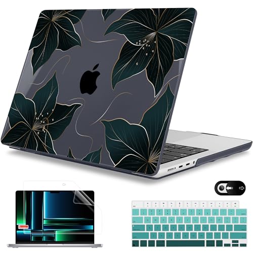 Carcasa MacBook Pro 16 rígida diseño floral Premium con protector de teclado A2991 M3