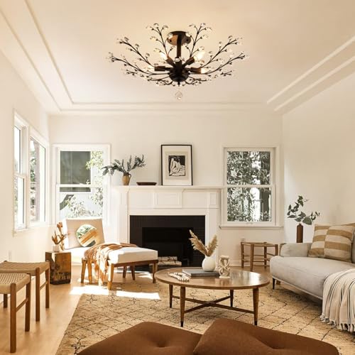 Modern-5-Light-Small-Crystal-Chandelier-30-Inch-Black-Semi-Flush-Mount-Ceiling-Light-Fixture-for-Kitchen-Dining-Room-Bedroom-Entryway-Living-Room-Hallway-E12