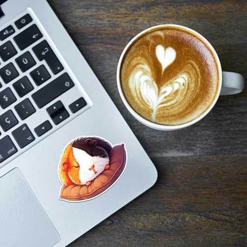 Image of Guinea Pig Sticker 8 Pcs (Large Size) Vinyl Stickers Laptop Waterproof Decal for Car Bumper Water Bottle Notebook Window Funny Party Birthday Decorations - Size 4 Inches