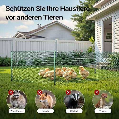 Wiltec Maschendrahtzaun Grün 60 cm x 25 m, 0,9 mm Stärke 25x25 mm Maschengröße, Volierendraht 6-Eck aus Stahl verzinkt, Drahtgitter, Vogeldraht
