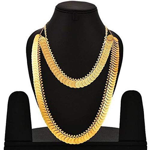 Image of VAMA Fashions Laxmi coin kasulaperu Traditional Temple Coin Jewellery God Lakshmi Coin Necklace Set for Women