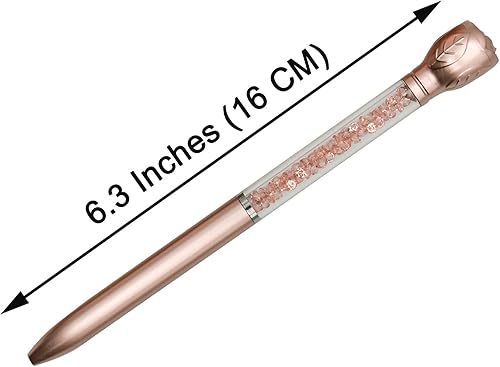 Miniatura 2 de Maydahui 24 bolígrafos retráctiles con forma de rosa, bolígrafos retráctiles con gemas de arena movediza de cristal, tinta negra, para escuela,