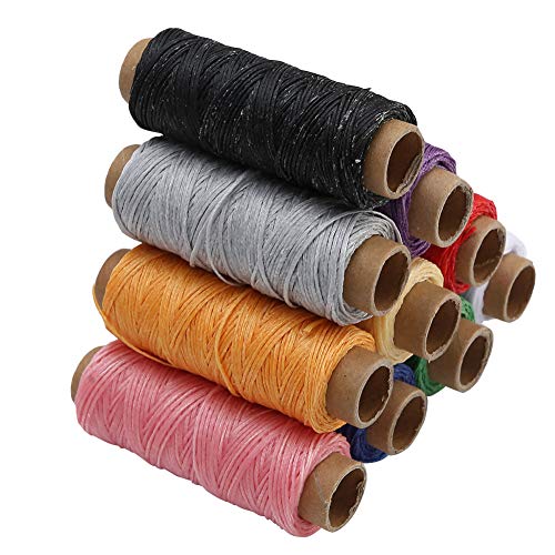 CHICIRIS Juego de hilos encerados 150D de cuero, 10 colores, para accesorios cosidos a mano, cordón encerado para coser cuero