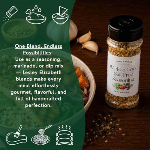 Image of Lesley Elizabeth Wicked Good Salt Free - Bold All-Purpose, No-Salt Seasoning | Perfect for Grilling, Roasting & Cooking Chicken, Beef, Pork & Vegetables | Gourmet Spice Blend