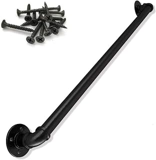 Banister Handrail for Stair Indoor and Outdoor Use | Wall Mounted Brackets Staircase Railing Support Rod - Black Metal Wrought Iron Grab Bar Hand Rails (Size : 5ft/150cm)