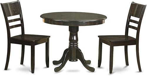 Miniatura 16 de East West Furniture ANLY3-CAP-LC - Juego de mesa de comedor de 3 piezas para espacios pequeños que contiene una mesa de cocina redonda con pedestal