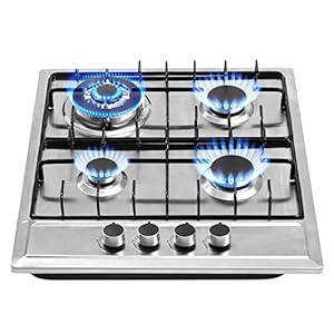 24″x20″ Built in Gas Cooktop 4 Burners Stainless Steel Stove with NG/LPG Conversion Kit Thermocouple Protection and Easy to Clean (20Wx24L)