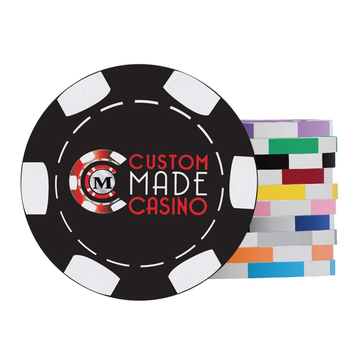 6 Stripe Custom Poker Chips with Your Logo, Text, or Design - 300 Qty.