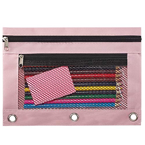 Topwoozu Pencil Pouch 3 Ring, Zipper Pencil Pouches Case Binder Cosmetic Bag 2 Pack #TOP6