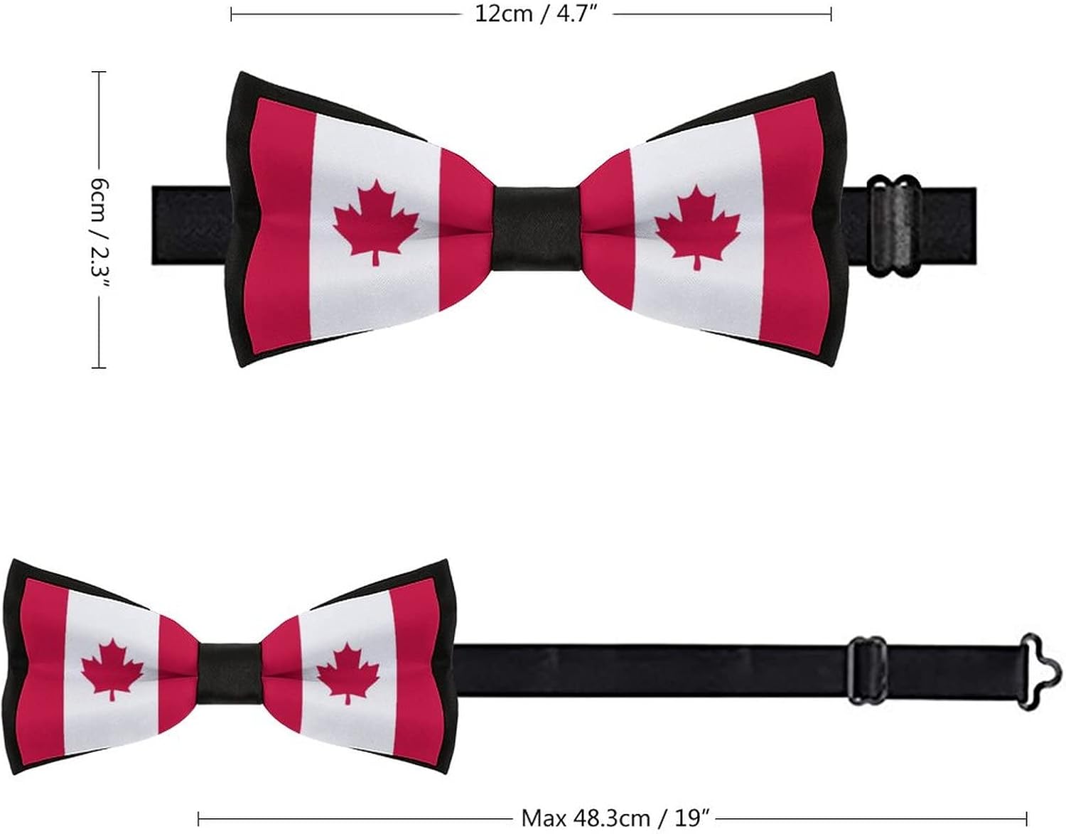 Canadian Flag Printed Men‘s Bow Ties Funny Pre-Tied Adjustable Bowties