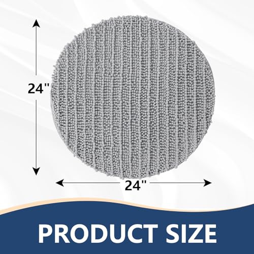 Image of Arotive Round Bathroom Rugs 24x24, Extra Soft Thick Absorbent Shaggy Chenille Bath Rugs, Machine Wash Dry, Bath Mats for Bathroom Floor, Tub and Shower, Home Decor Accessories, Light Grey
