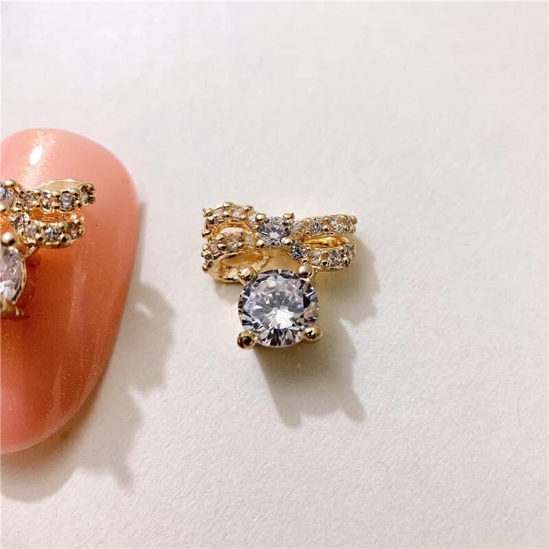 10pcs/lot TN410 Bow Alloy Zircon Nail Art Crystals Nail Jewelry Rhinestone Nails Accessories Supplies Nail Decorations Charms