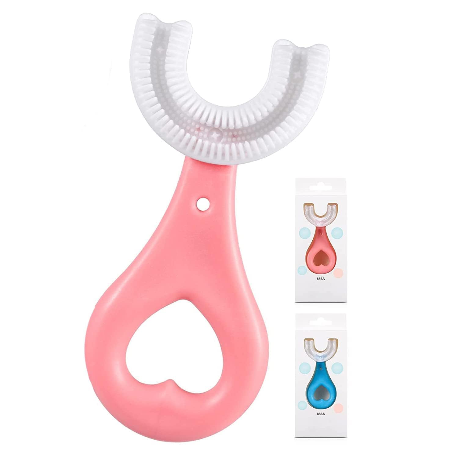 U Shaped Tooth Brush Type 360 Degree Soft Silicone Oral Teeth Cleaning Gift Baby Infant Toddler Tooth Brush Food Grade Head Children Shape Manual Toothbrush (Pack of 1)-image-36