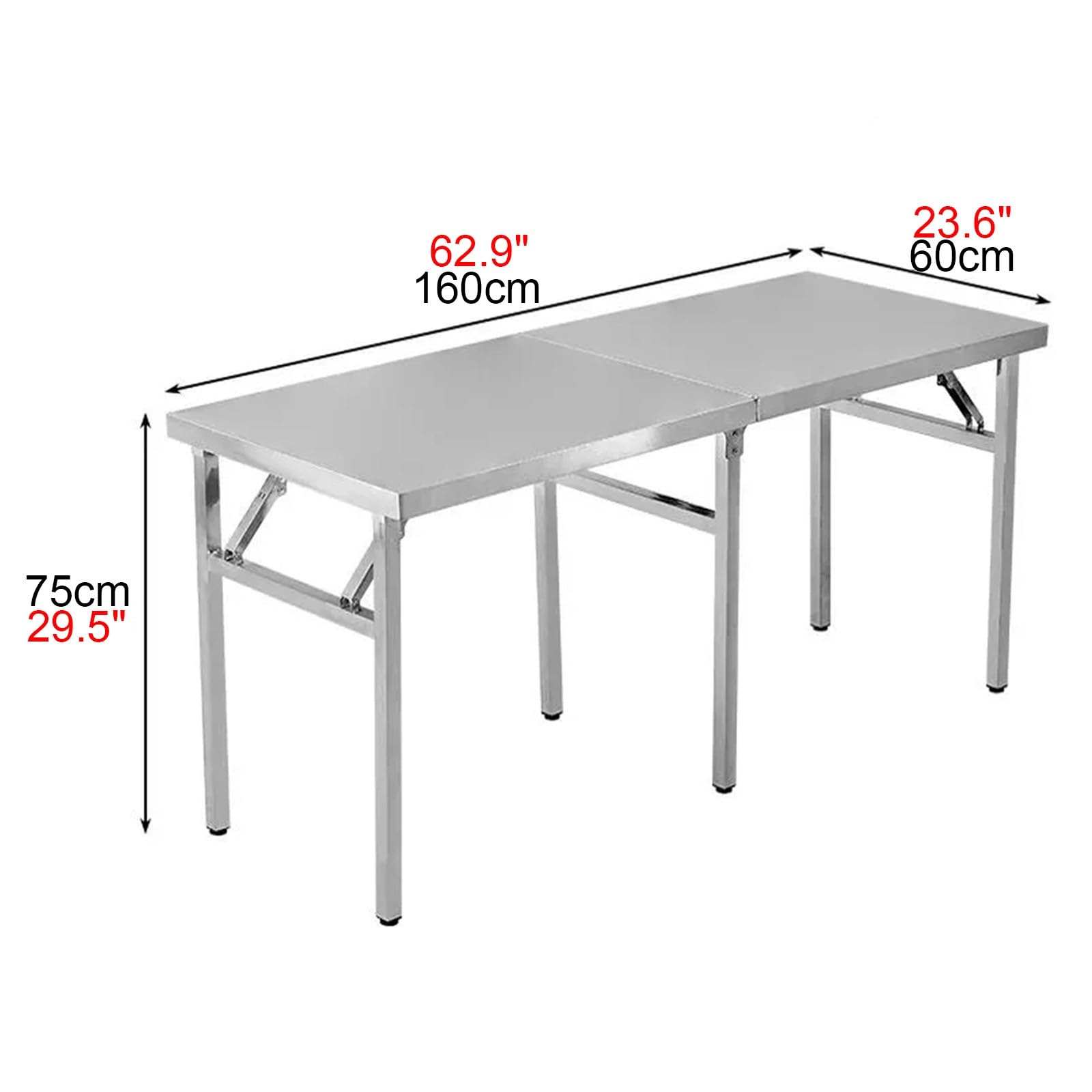 Tavolo Lavoro Tavolo Pieghevole Acciaio Inossidabile Tavolo Campeggio Portatile Esterni Tavolo Preparazione La Cucina Tavolo Metallo Robusto Gambe Regolabili(62.9 * 23.6 * 29.5in)