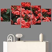 SIGNWIN 5 Panel Canvas Wall Art Red Petals for Home Decorations Ready to Hang - 60