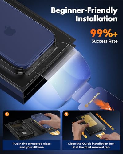 Image of UNBREAKcable for iPhone 17 Pro Screen Protector [Quick-Installation Box] 3-Pack 9H+ Hardness Shatterproof Tempered Glass [99.99% HD Clear] [Case Friendly] [Bubble Free] for iPhone 17 Pro 6.3 inch